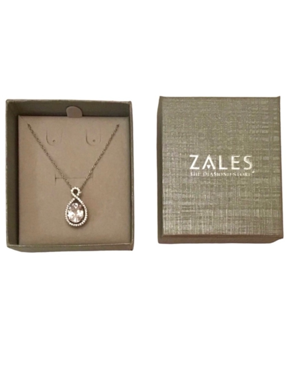 Zales Sterling Silver Lab Created Sapphire Asymmetric Infinity Necklace (NWT) - Picture 6 of 10